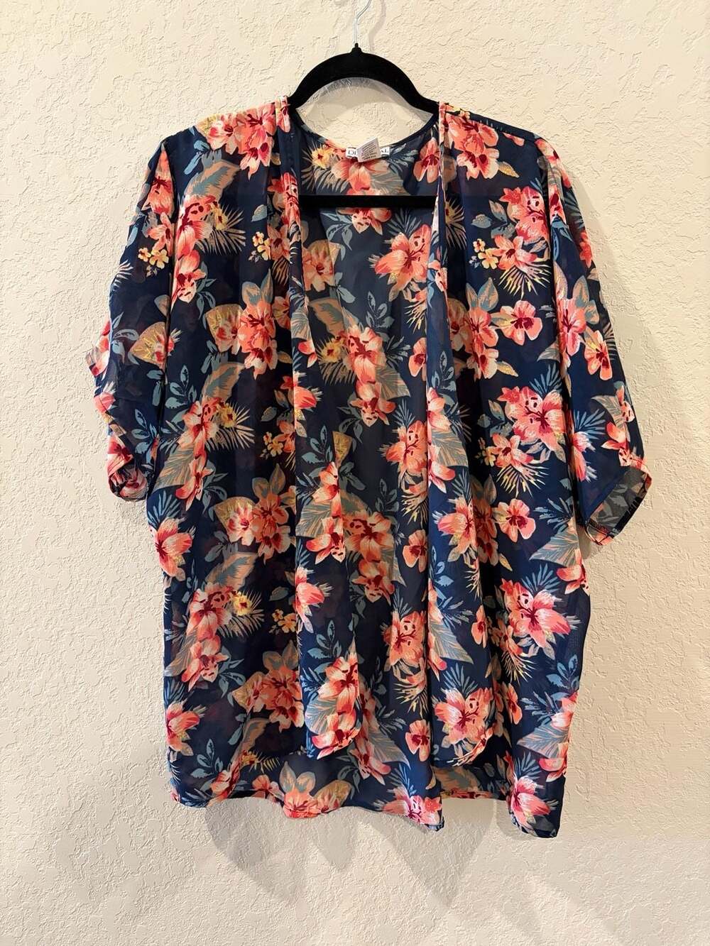 Dizzy Gal Floral Print Sheer Kimono Cover Up